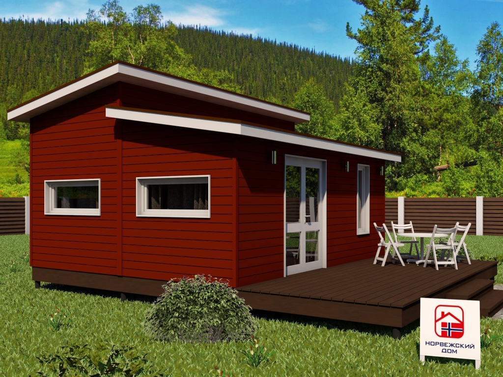 Норвежский дом 33 кв.м с сауной и террасой 15 кв.м