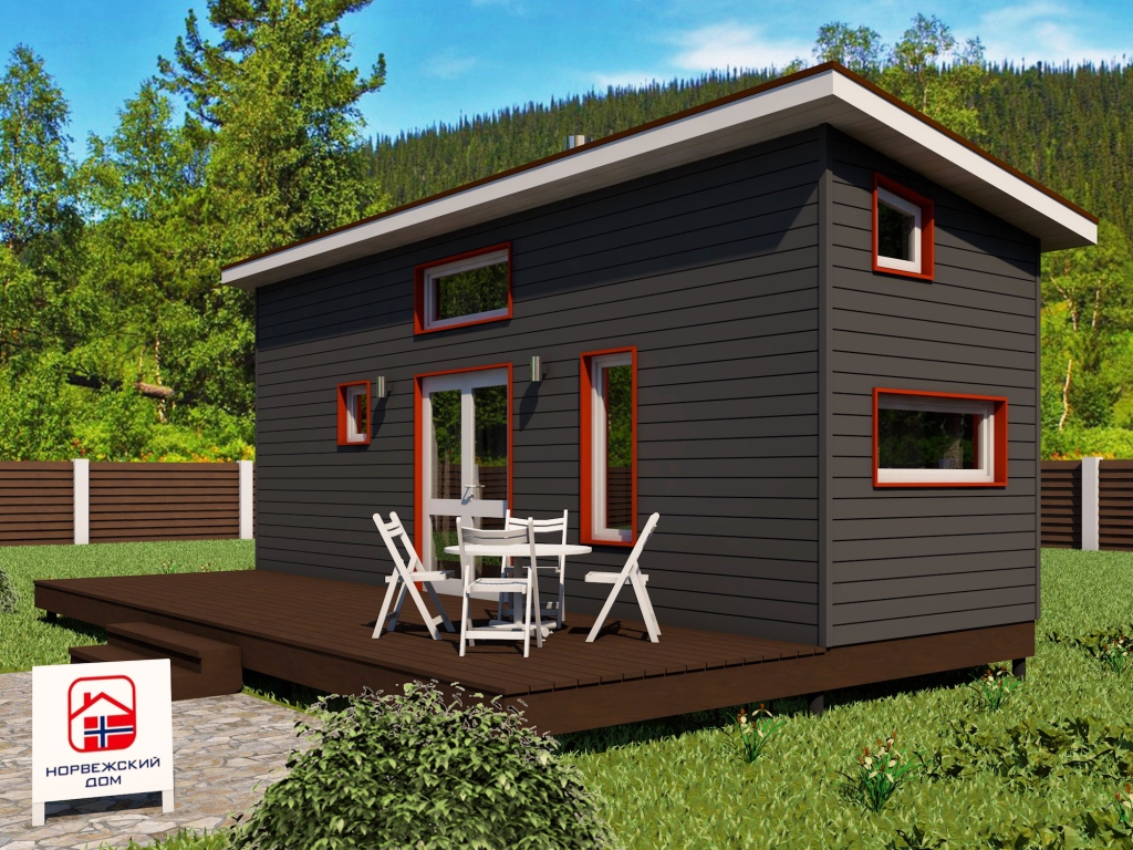 Норвежский дом 29 кв.м с сауной и террасой 21 кв.м
