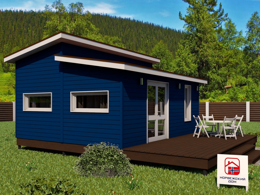 Норвежский дом 33 кв.м с сауной и террасой 15 кв.м