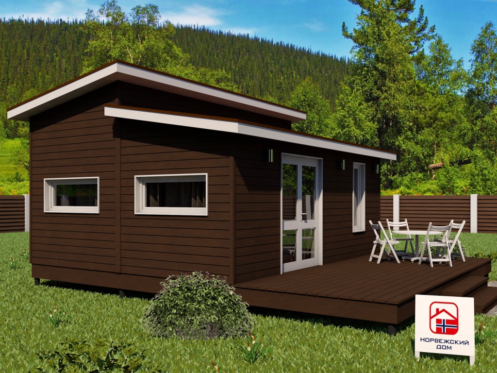 Норвежский дом 33 кв.м с сауной и террасой 15 кв.м