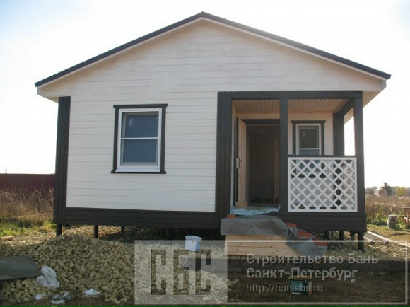 Баня брусовая 6х8м с террасой 2х2,5м под общей кровлей