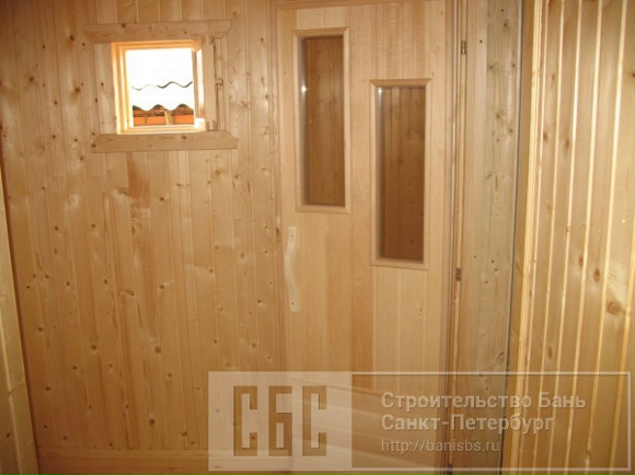 Сруб бани 6х6м из профилированного бруса 100х150мм с террасой 2х2,5м