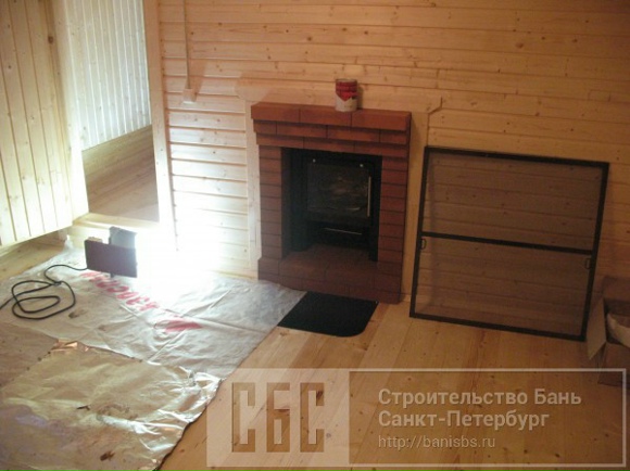 Сруб бани 4х8м с открытой террасой 1,5х2м под общей кровлей