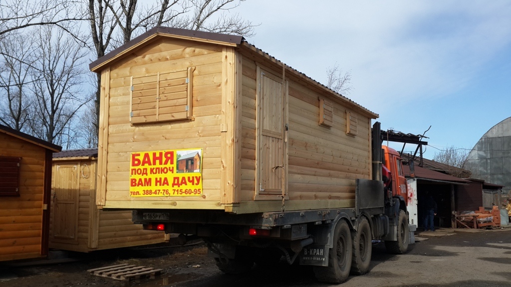 Готовая перевозная баня 2,3х6м с левым входом