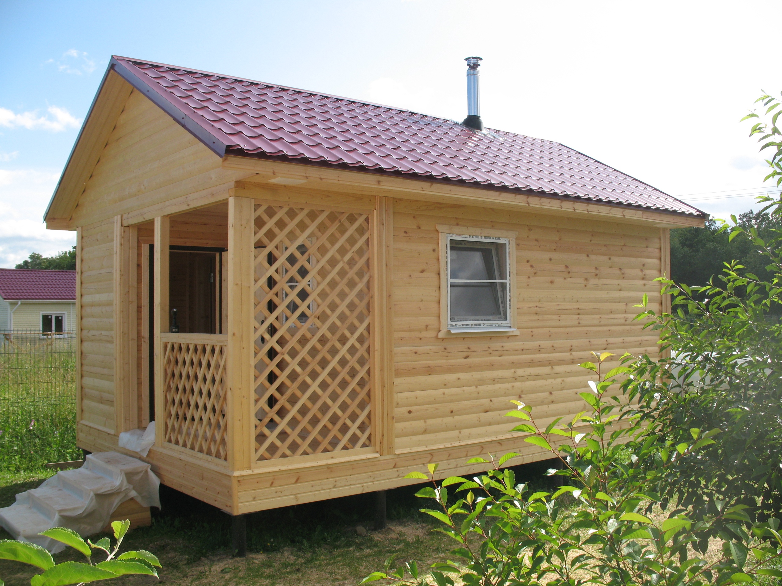 Сруб бани 4х6м из профилированного бруса 150х150мм Популярный проект