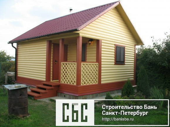 Сруб бани 5х6м с террасой 1,5х2,1м под общей кровлей