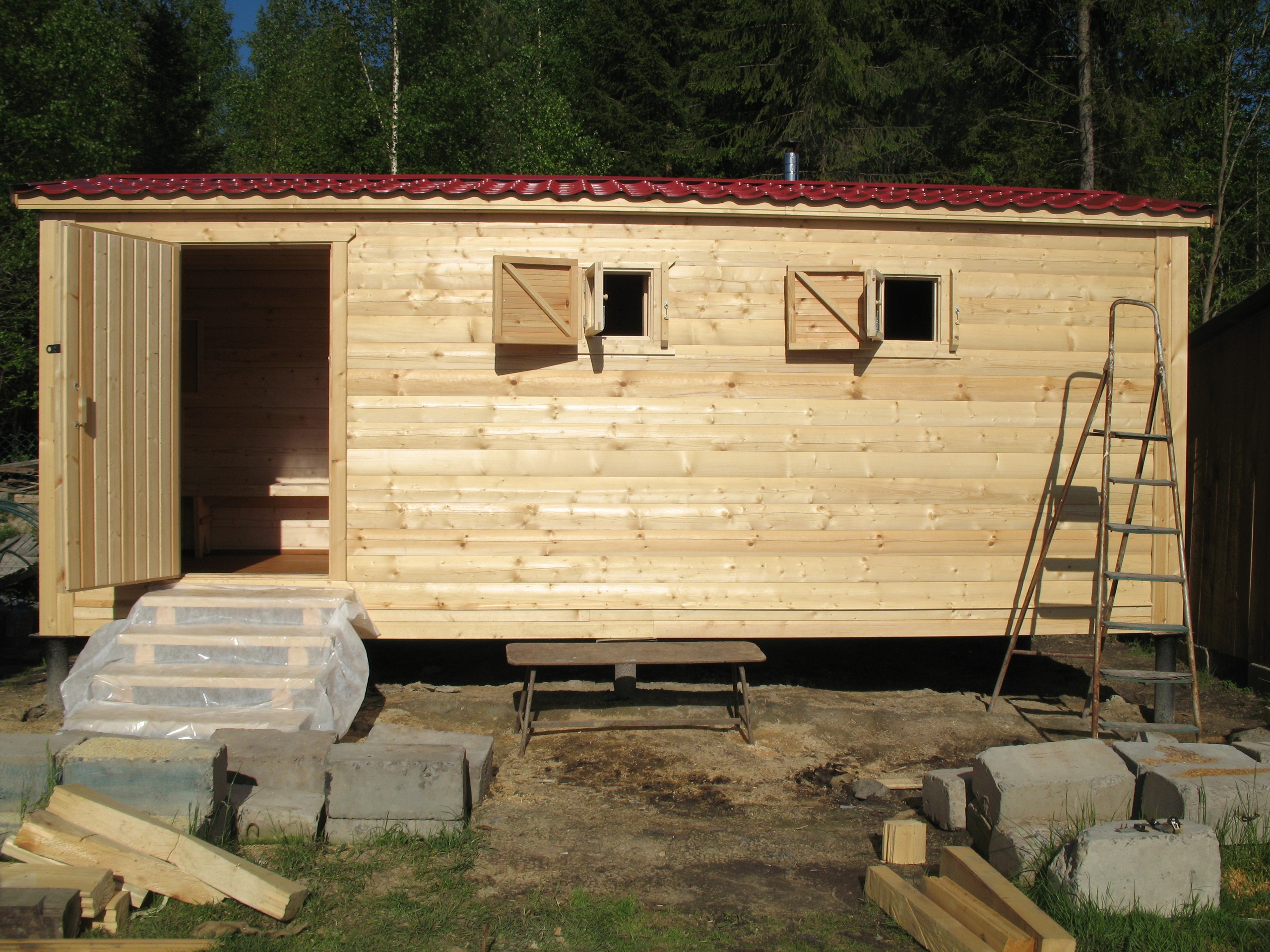 Готовая перевозная баня 2,3х6м с левым входом