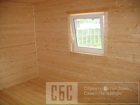 Сруб бани 6х6м из профилированного бруса 100х150мм с террасой 2х2,5м