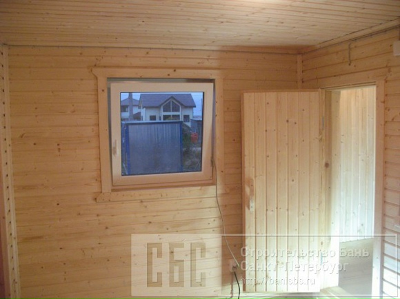 Сруб бани 4х8м с открытой террасой 1,5х2м под общей кровлей